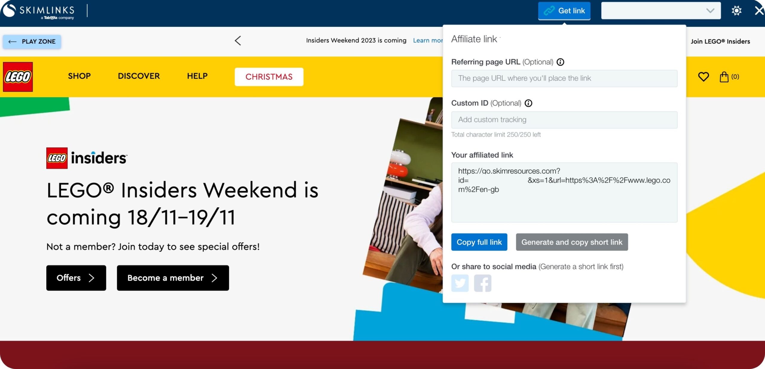 lego affiliate program on skimlinks