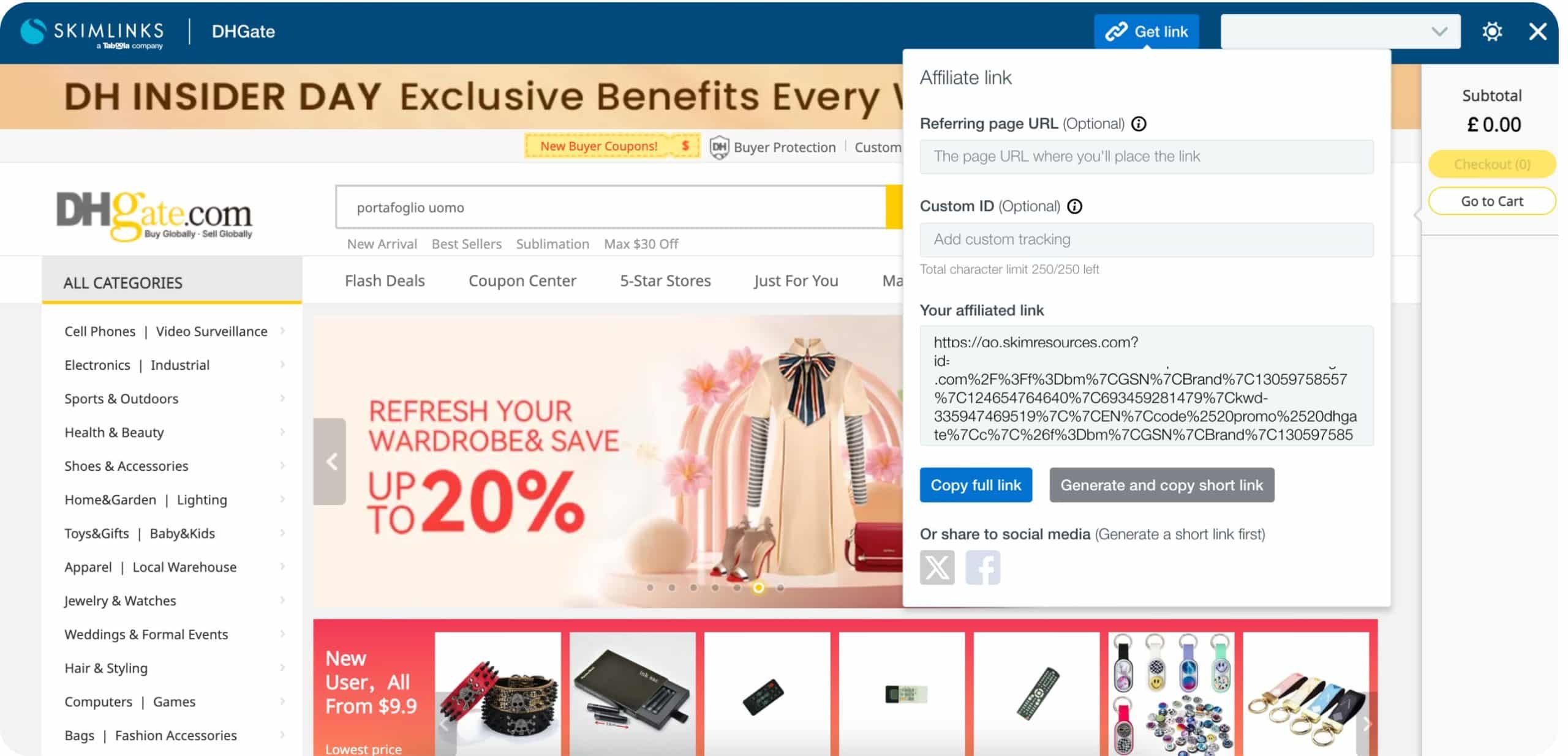 dhgate affiliate program on skimlinks